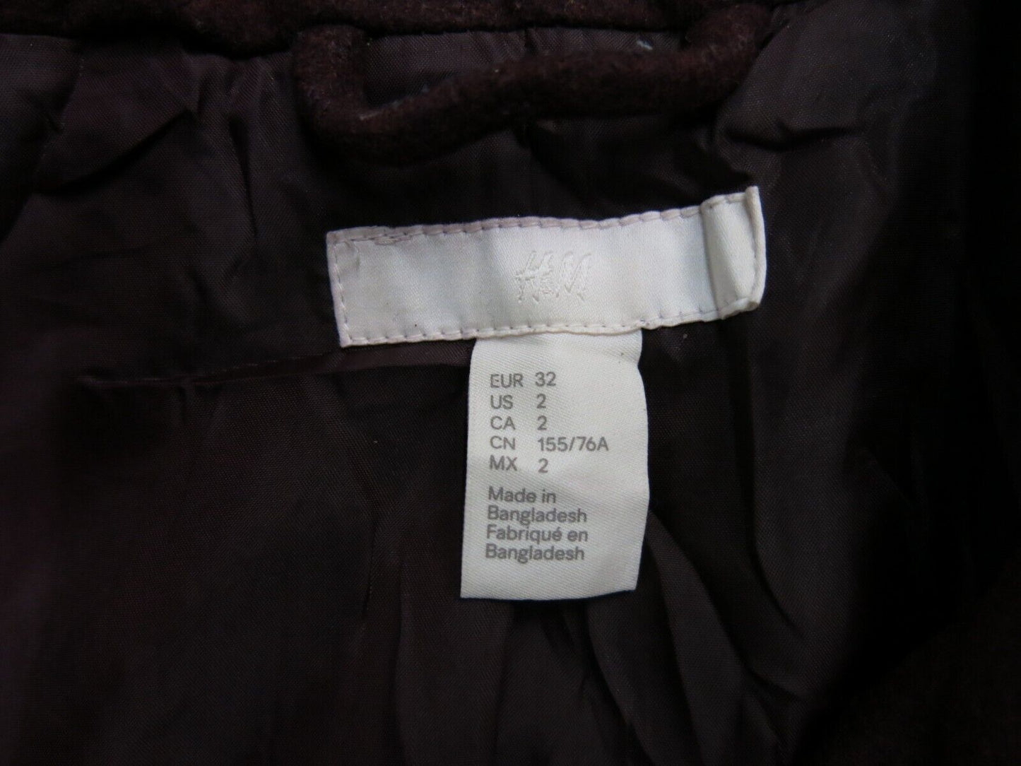 H&M Womens Pea Coat Jacket Long Sleeve Front Button Pockets Red Size 2