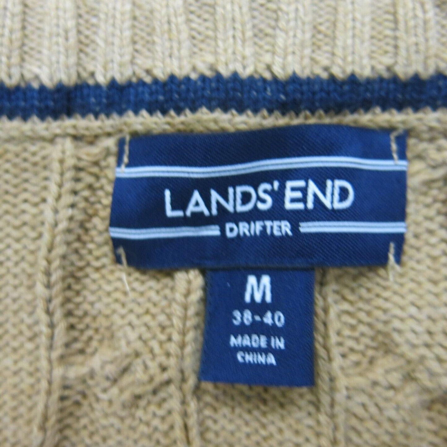 Lands End Womens Pullover Sweater Drifter Crew Neck Long Sleeves Tan Size Medium
