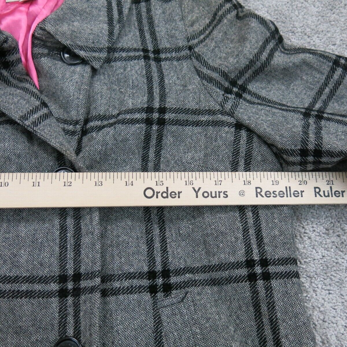 Isaac Mizrahi Womens Blazer Coat Jackets Double Breasted Plaid Gray Size Medium
