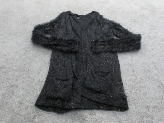 Express Women's Cardigan Sweater Knitted Open Front Long Sleeve Black Size Small