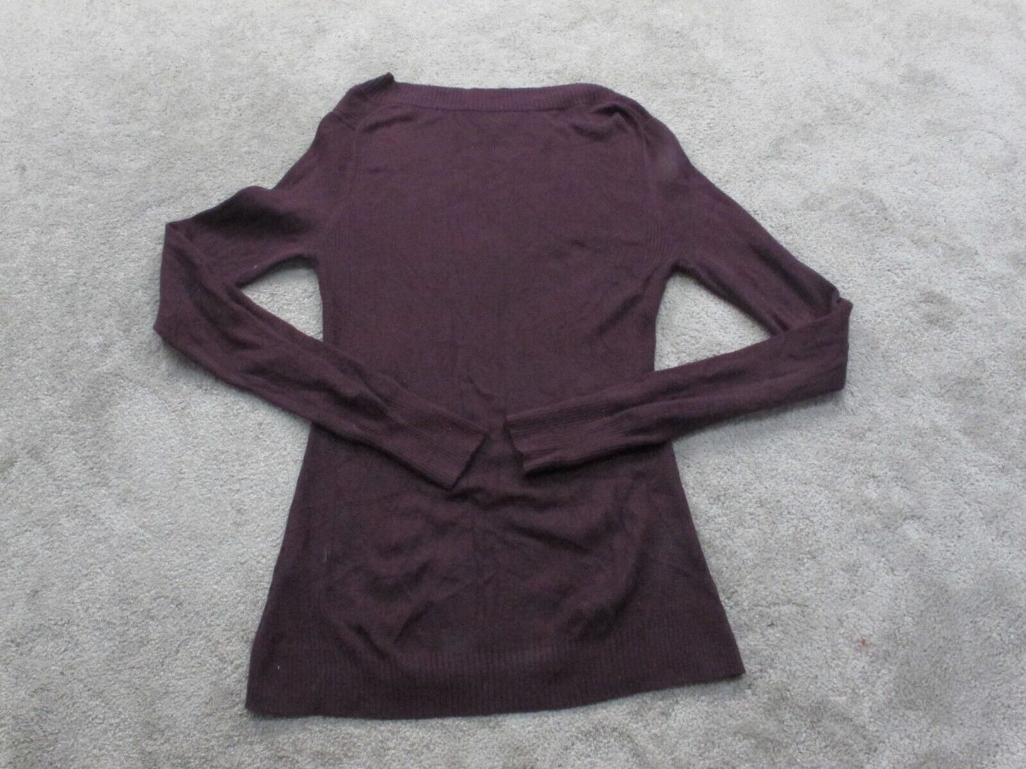 Express Womens Pullover Sweater Knitted Long Sleeves V Neck Dark Purple Size L