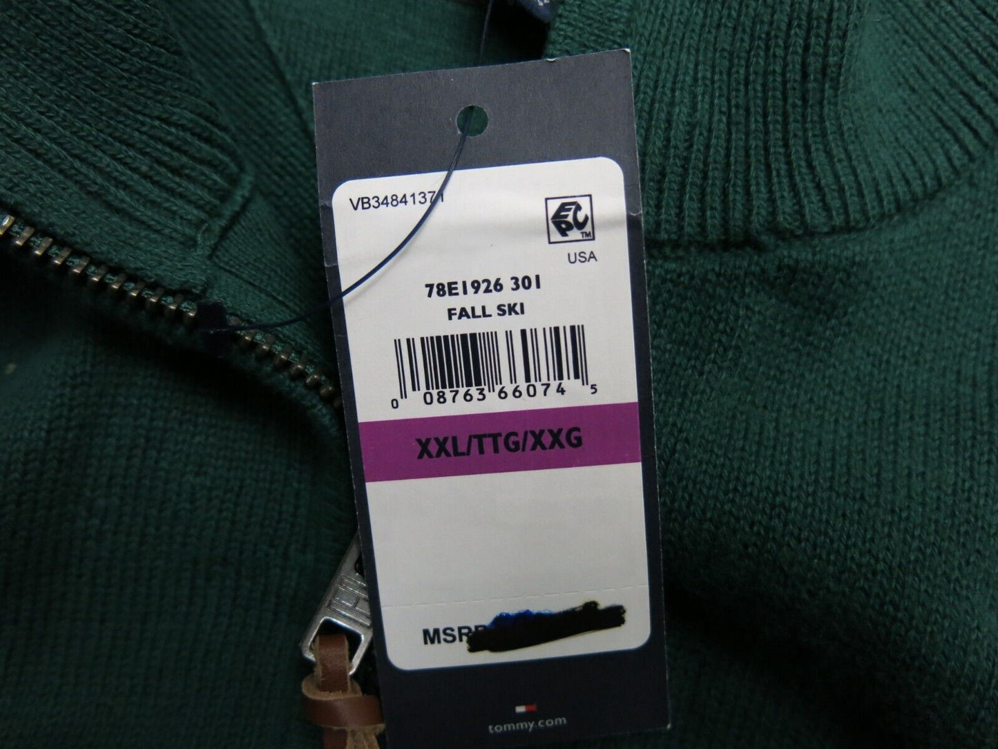 Tommy Hilfiger Mens Pullover Sweatshirt High Neck Long Sleeve Green Size XXL