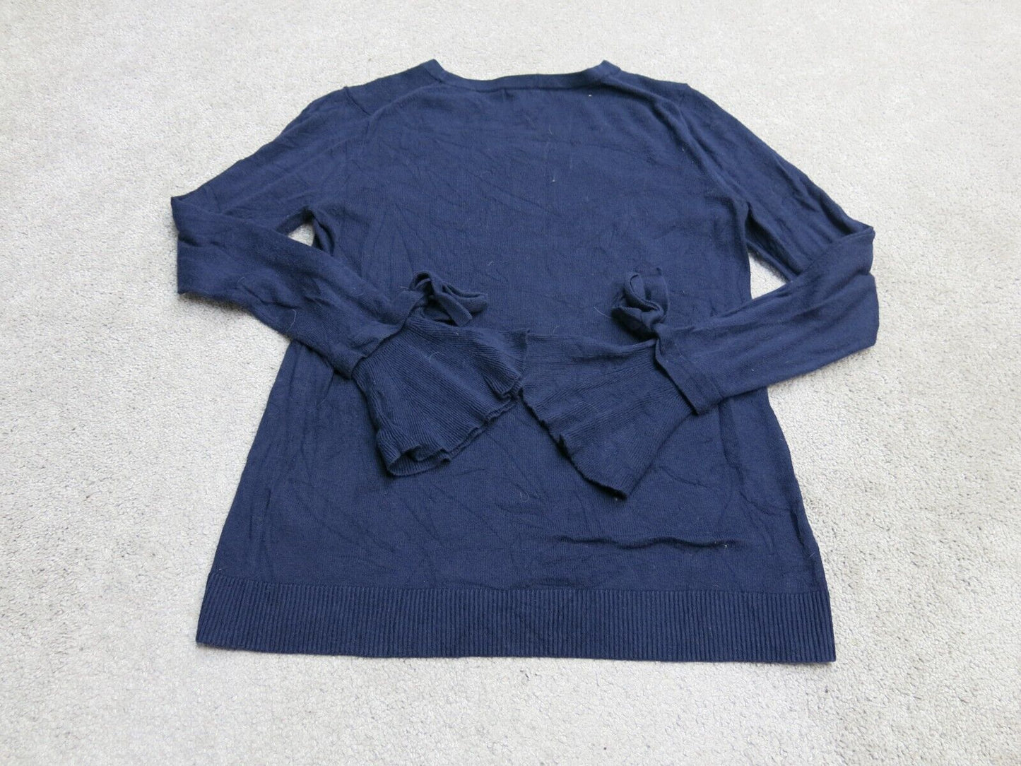 Banana Republic Women Pullover Knitted Sweater Crew Neck Bell Sleeve Blue Size M