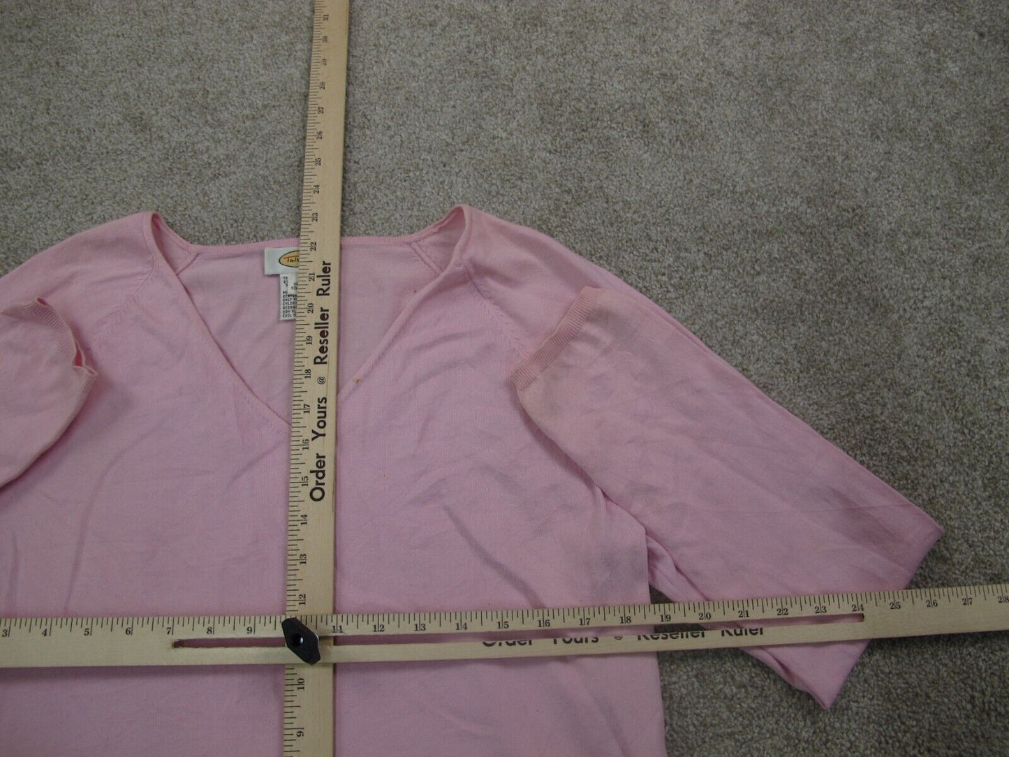 Talbots Womens Pullover Knitted Sweater Long Sleeves V Neck Pink Size Large
