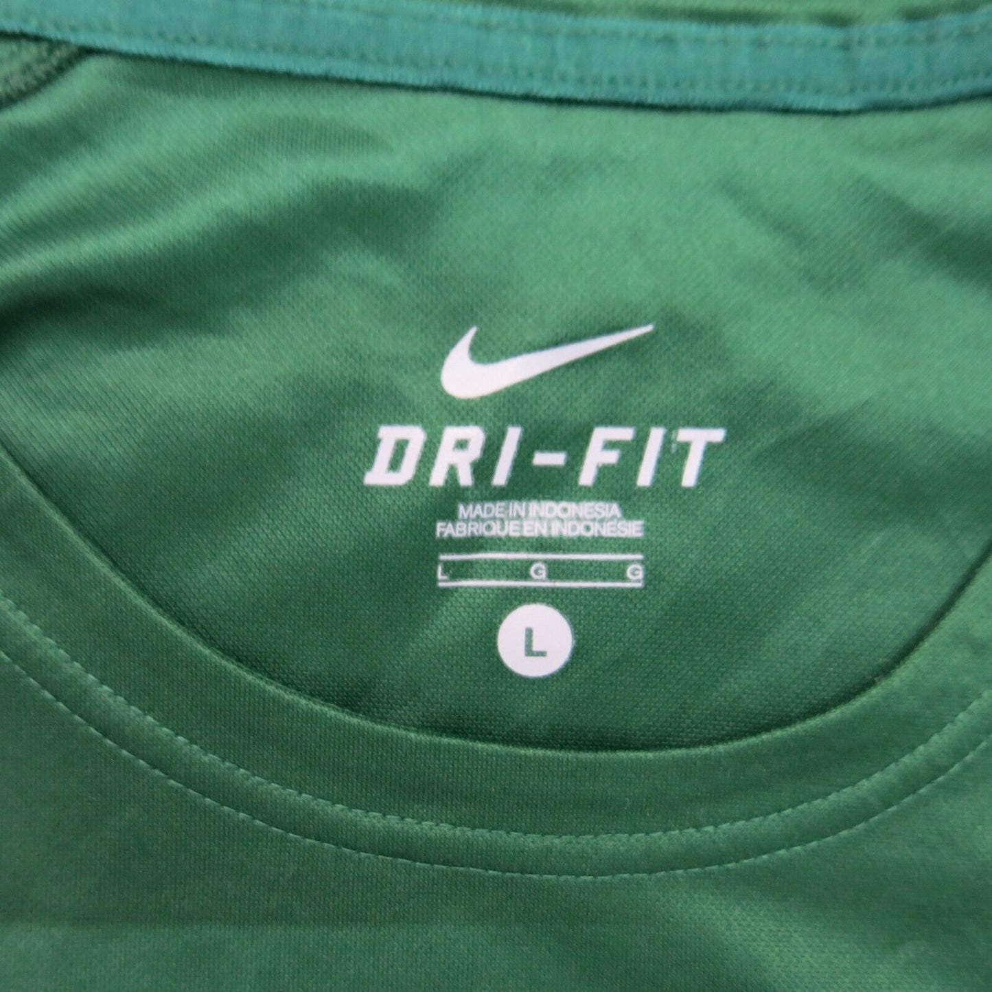 Nike Dri Fit Mens T Shirt Crew Neck Short Sleeve Logo Green Size Large