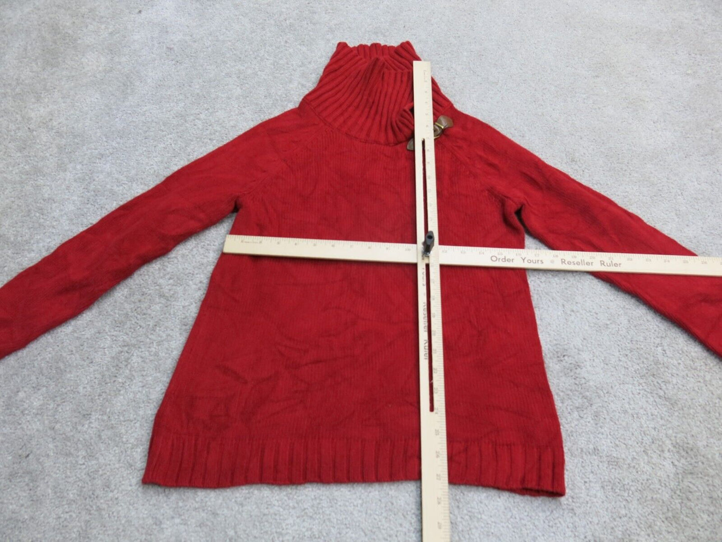 Talbots Women Pullover Knitted Sweater High Neck Long Sleeves Red Size Small