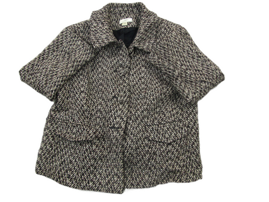 ANN Taylor Loft Womens Tweed Jacket Single Breasted Pocket White Black Size 6