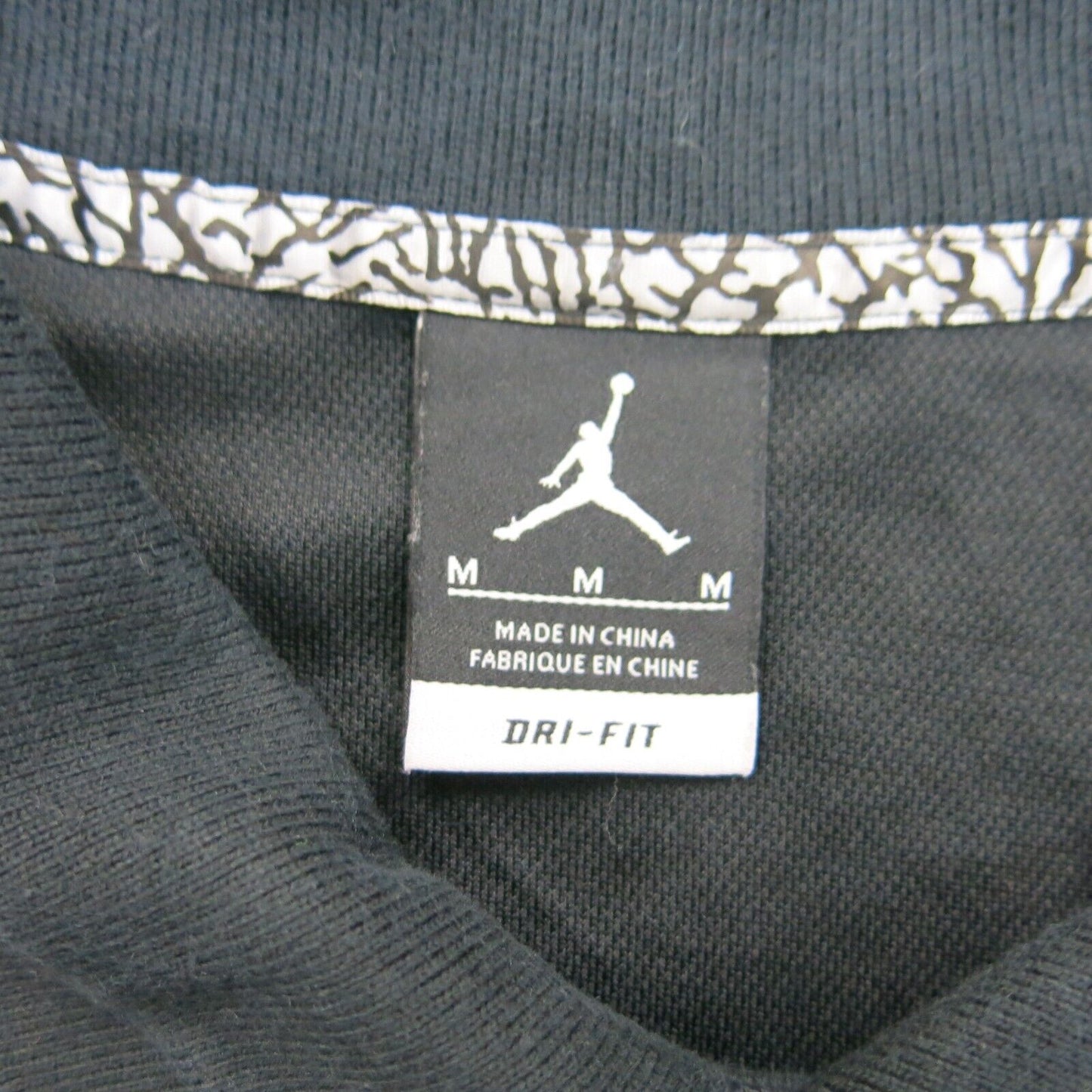 Air Jorden Mens Polo Shirt Short Sleeves Front Button Logo Black Size Medium