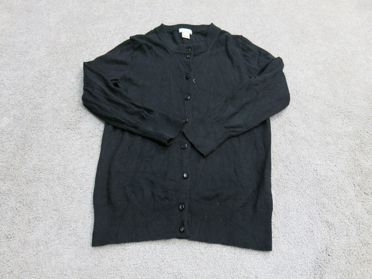 J. Crew Womens Cardigan Knitted Sweater 3/4 Sleeves Solid Black Size X Small