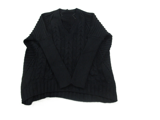 Express Womens  Knitted Sweater Long Sleeves V Neck Black Size Petite Small