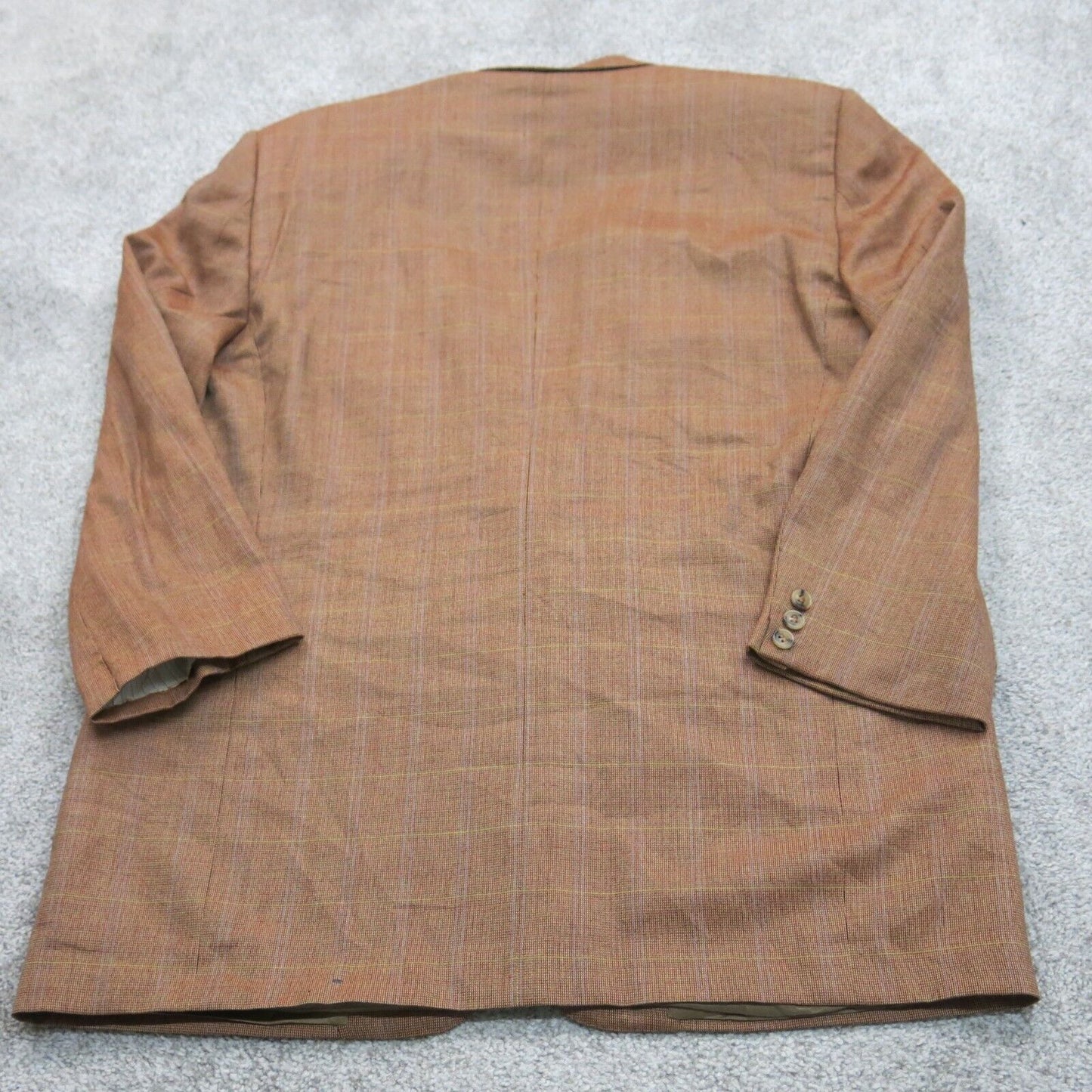 Malonfs Men Blazer Coat Single Breasted 100% Wool Long sleeves Brown Size M