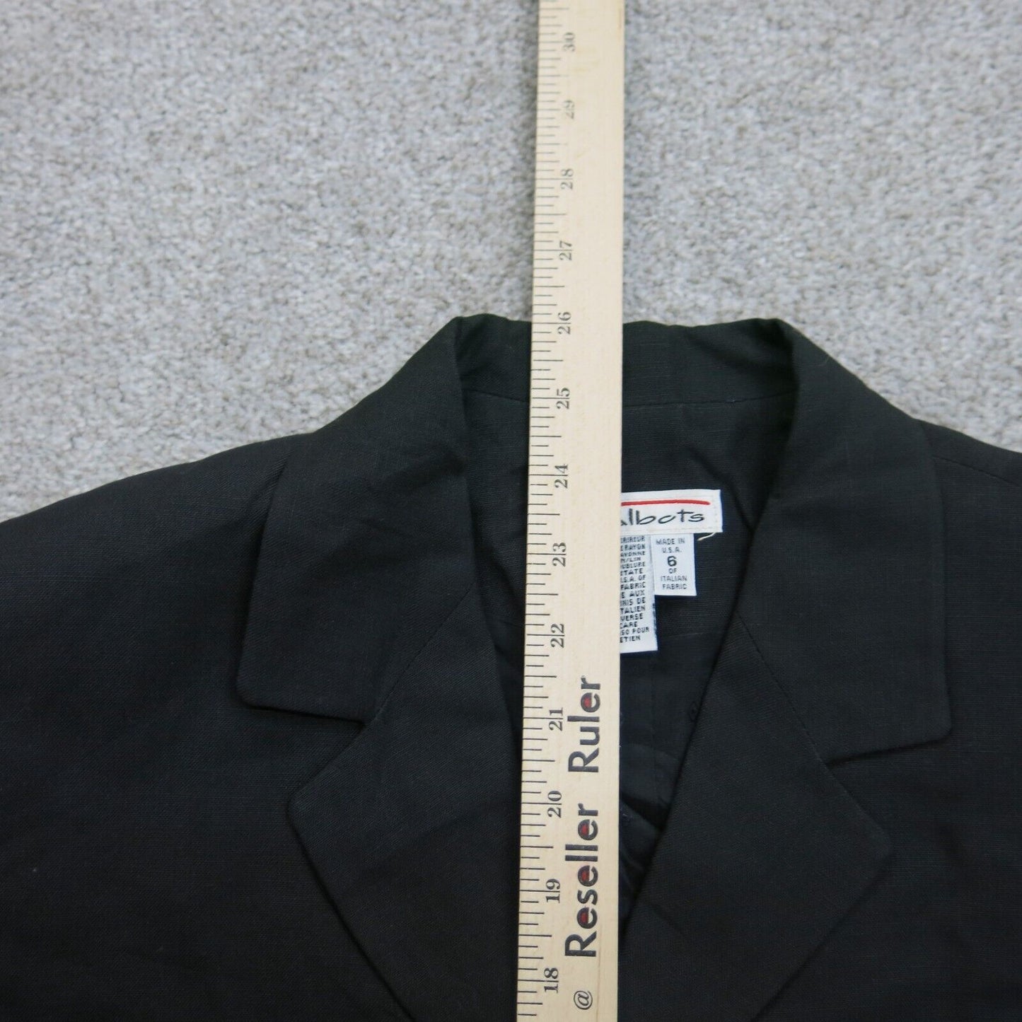 Talbots Womens Blazer Coat Sigle Breasted Long Sleeves Pockets Solid Black SZ 6