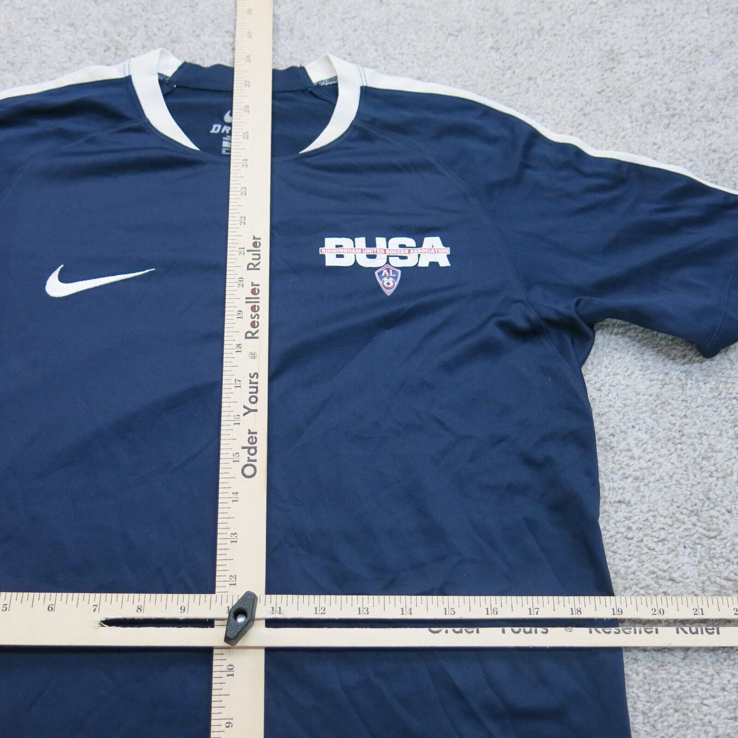 Nike Dri Fit Mens Crew Neck T Shirt Short Sleeves Logo Blue Size Medium