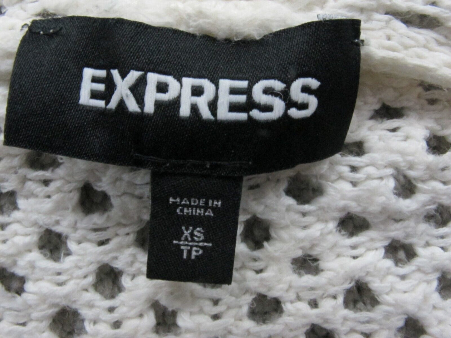 Express Womens Cardigan Sweater Open Front Long Sleeve Eyelet White Size X Small