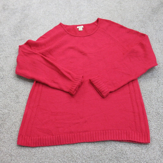 J. Crew Womens Pullover Sweater Crew Neck Long Sleeves Solid Light Red SZ Medium