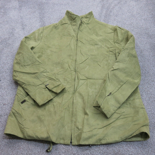 London Fog Womens Jacket Full Zip Up Mock Neck Pockets Solid Green Size XL R