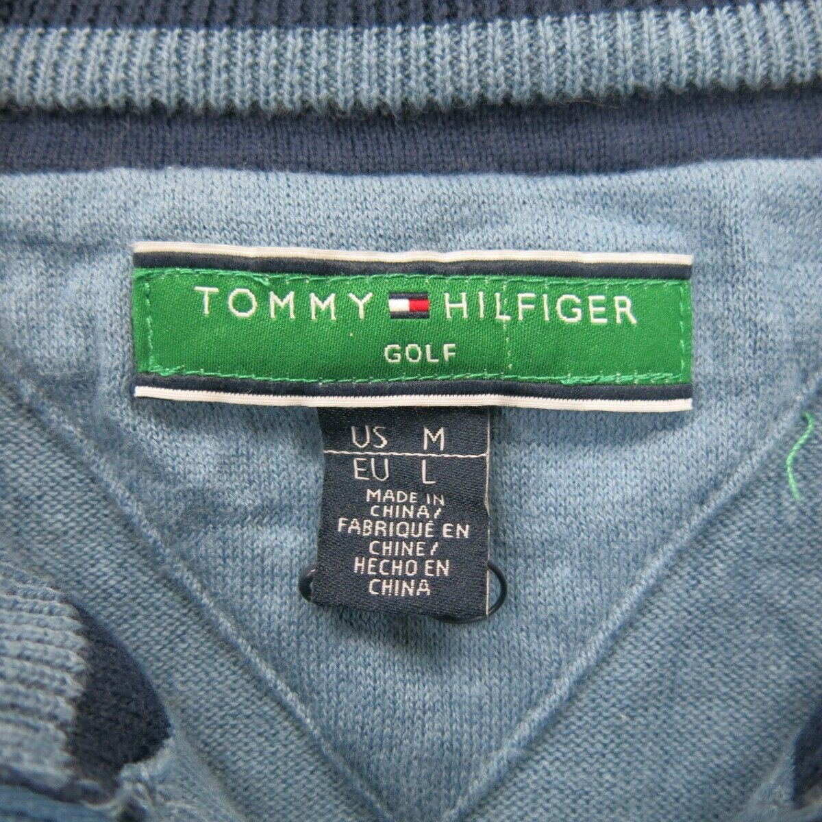 Tommy Hilfiger Mens Vest Sweater Sleeveless 1/4 Zip Mock Neck Blue Size Medium