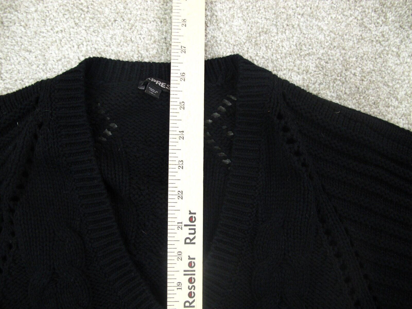 Express Womens  Knitted Sweater Long Sleeves V Neck Black Size Petite Small