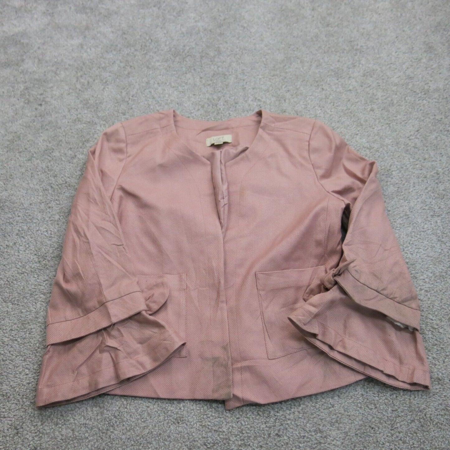 Loft Womens Bell Sleeve Blouse Top Pullover Long Sleeves Light Pink Size S/P