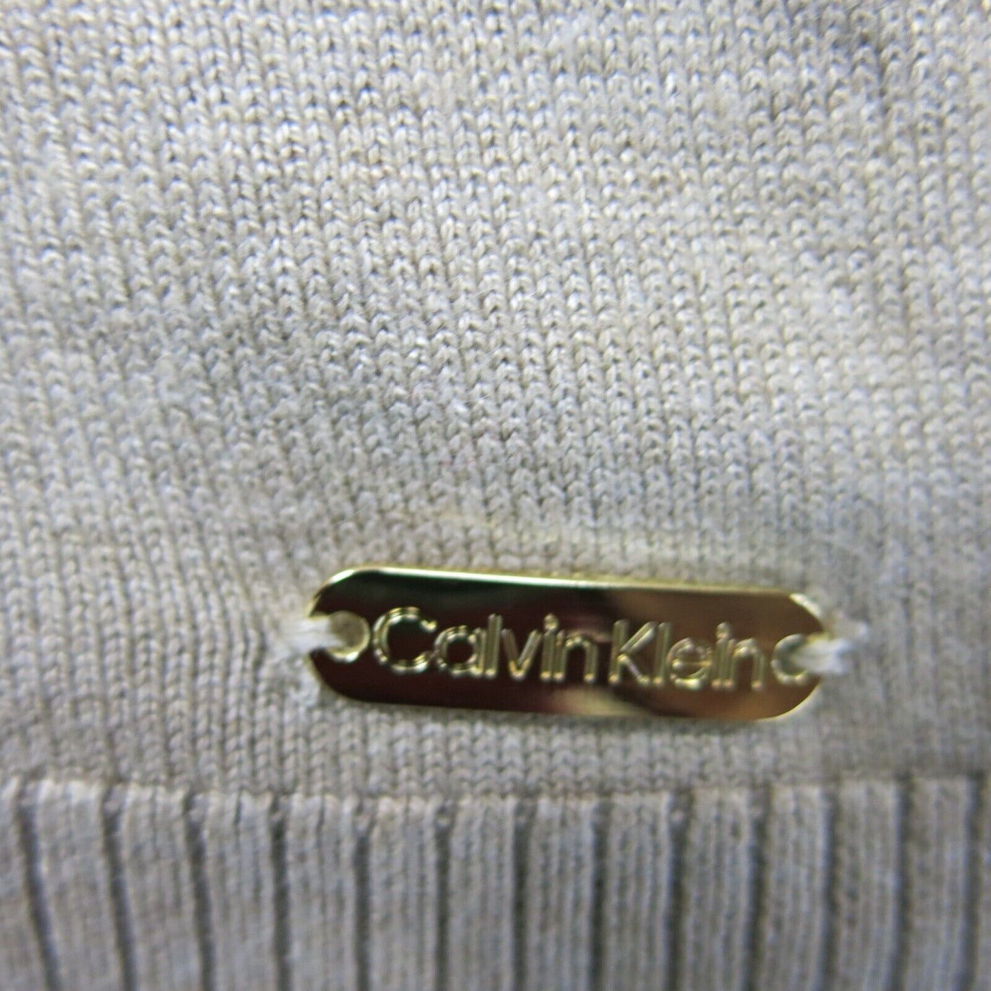 Calvin Klein Womens Knitted Sweater Round Neck Long Sleeves Beige Size Medium