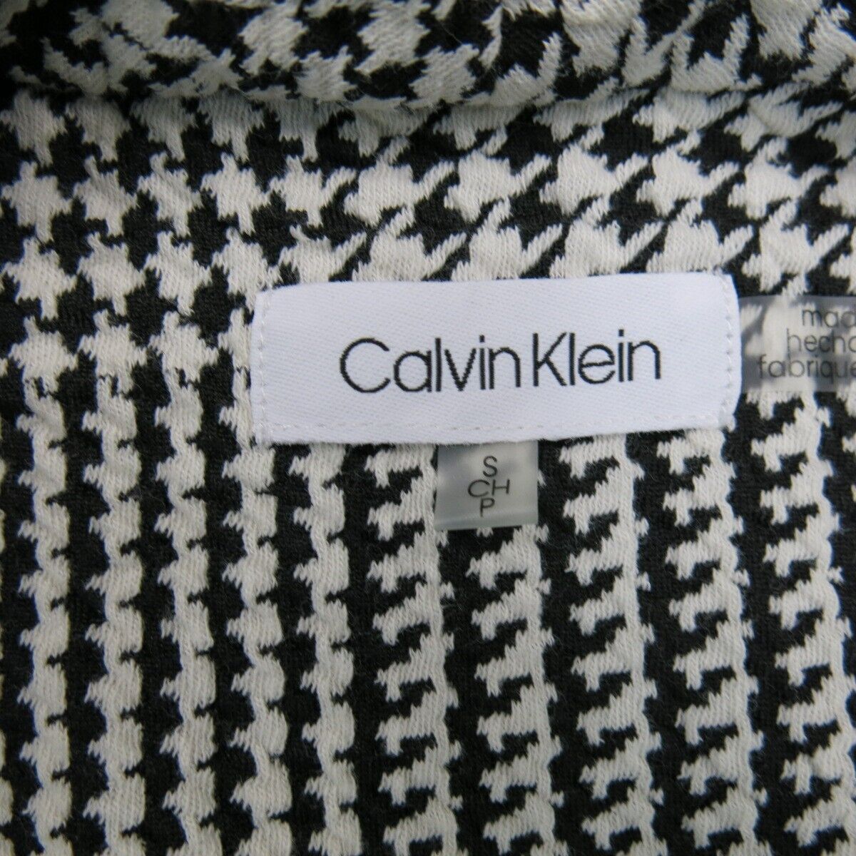 Calvin Klein Womens Blazer Coat Jacket Long Sleeves Zipper Pockets Black White S