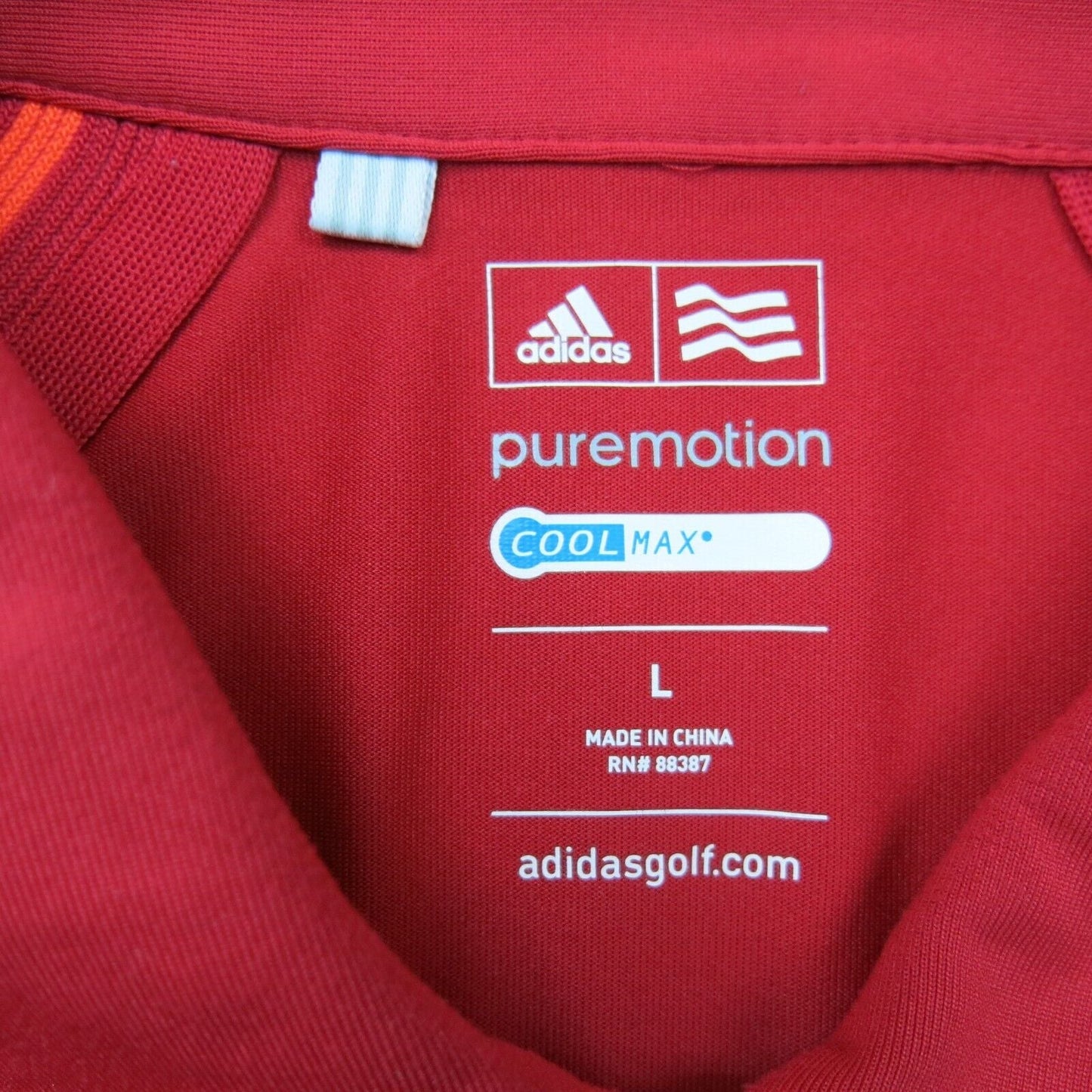 Adidas Mens Golf Polo Shirt Short Sleeves Puremotion Red Size Large
