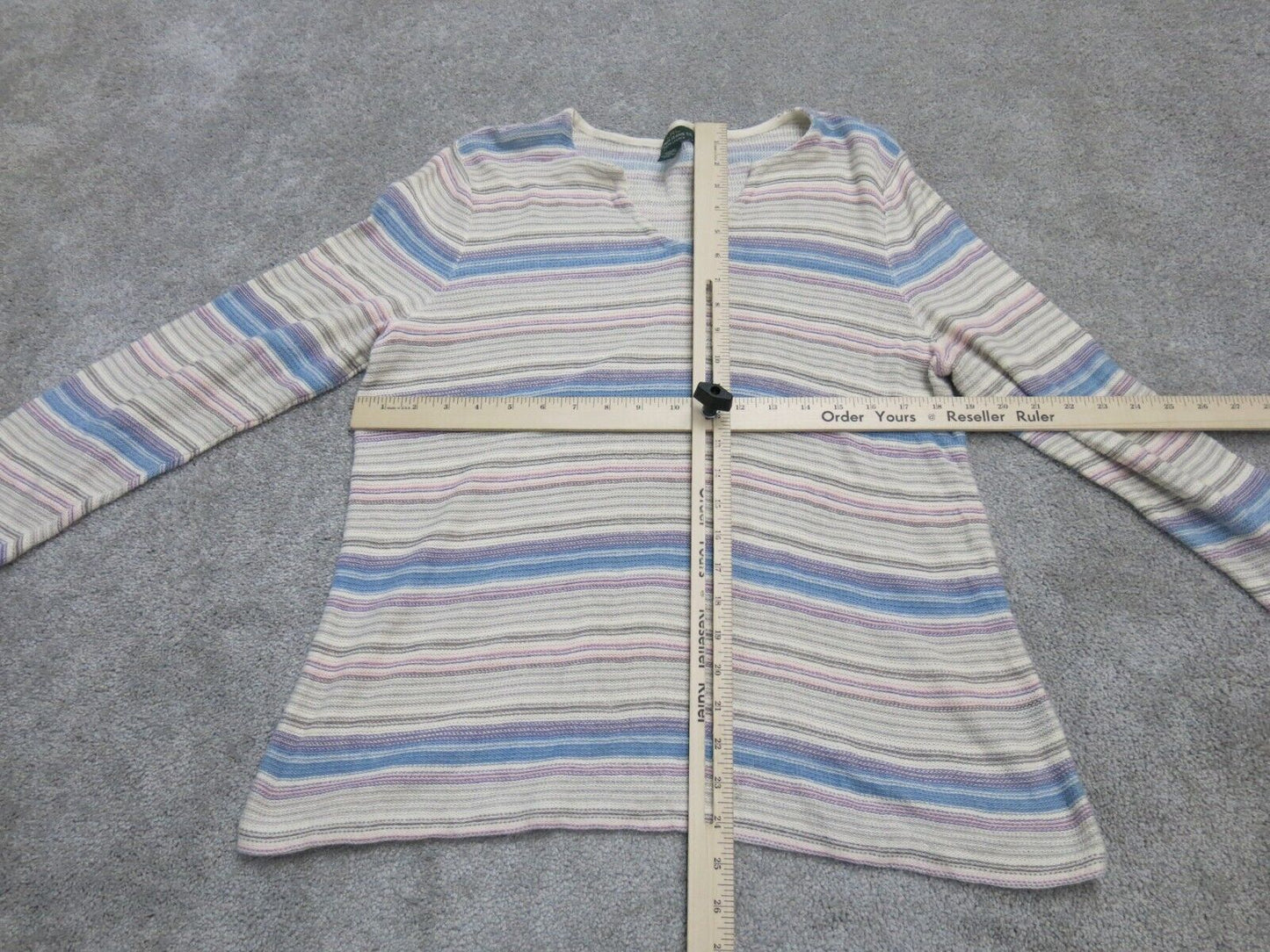 Lauren Ralph Lauren Pullover Striped Blouse Top 100% Cotton Split Neck White XL
