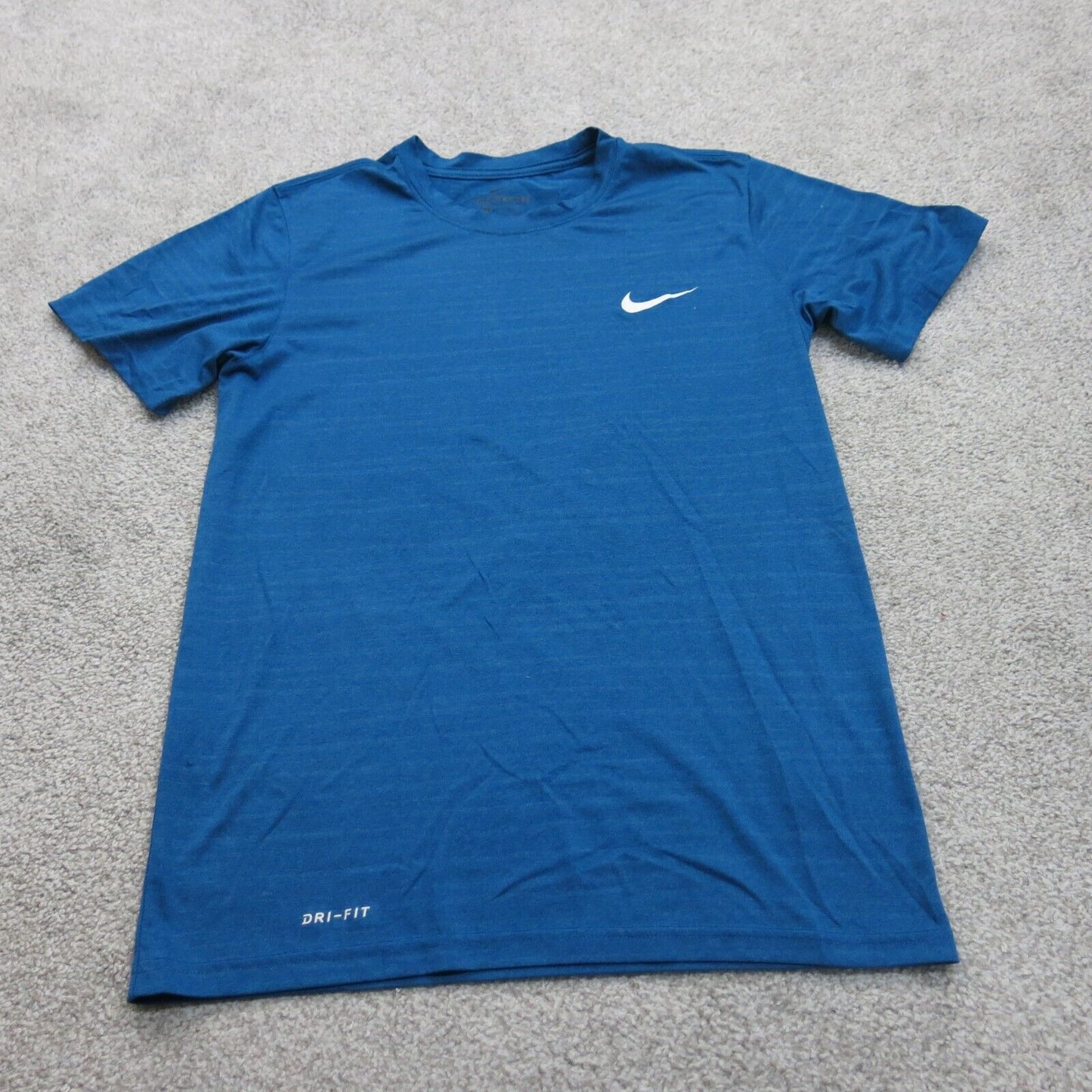 The Nike Tee Men Dri Fit Pullover T Shirt Crew Neck Short Sleeve Blue Size Small