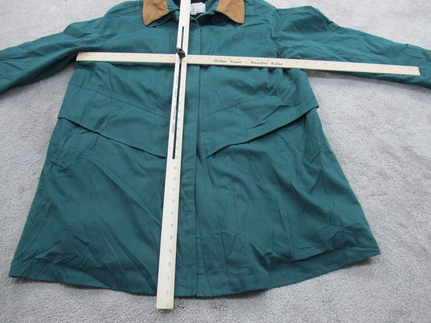 London Fog Mens Sherpa Coat Long Sleeves Pockets Solid Green Size 10 Reg