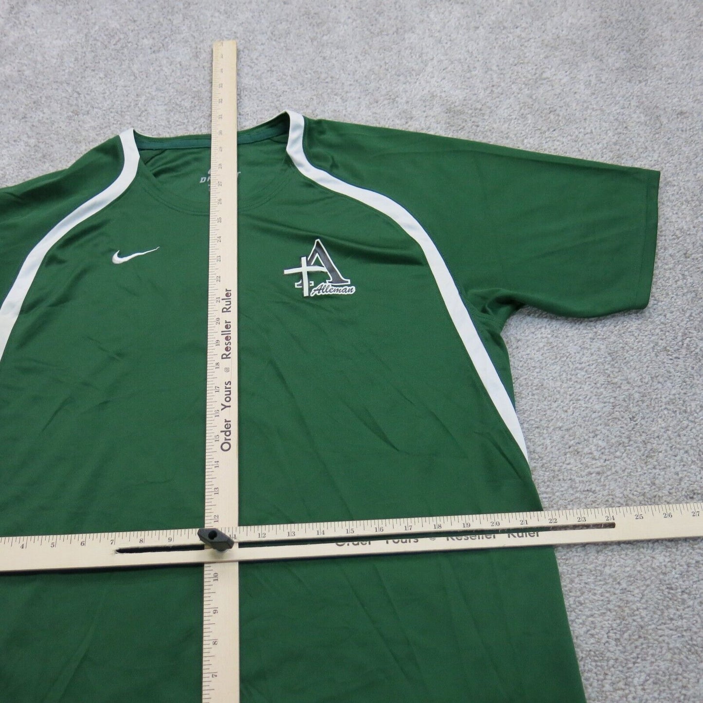 Nike Dri Fit Mens T Shirt Crew Neck Short Sleeve Logo Green Size Large