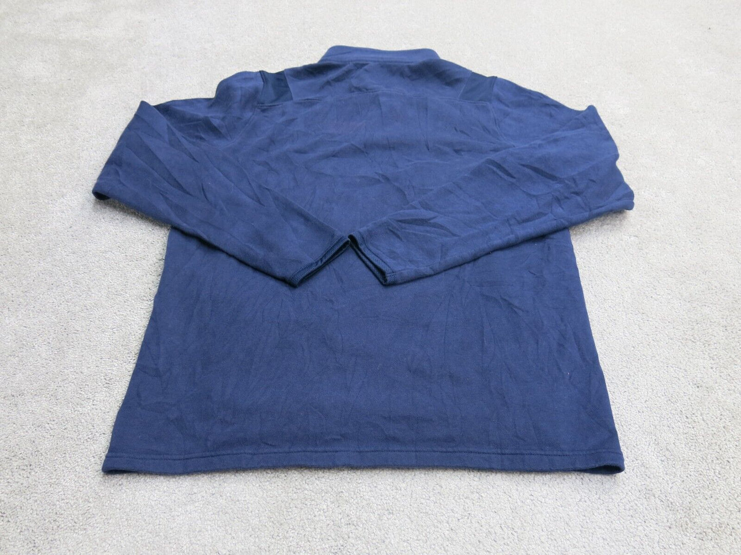 Under Armour Mens Sweater 3/4 Zip Up Sweatshirt Mock Neck Loose Fit Logo Blue SM