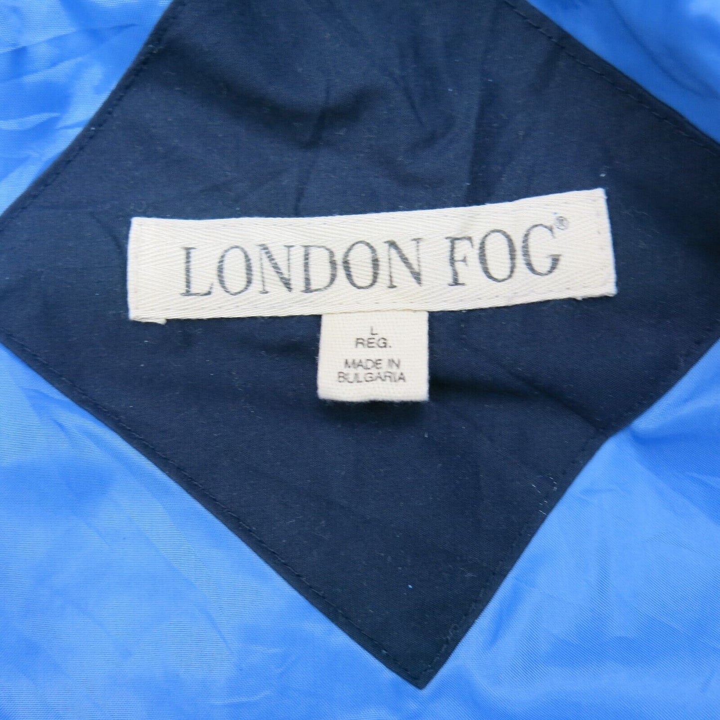 London Fog Mens Hooded Jacket Full Zip Up Long Sleeves Pockets Blue Size Large