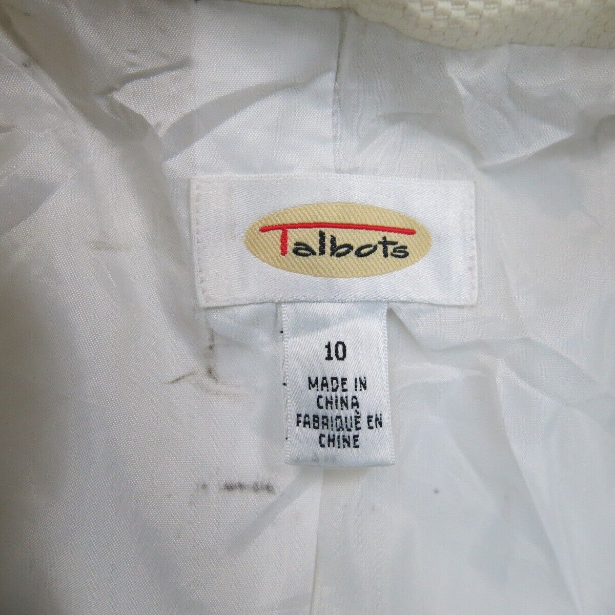 Talbots Womens Button Up Shirt Jacket Long Sleeves Front Pockets Ivory Size 10