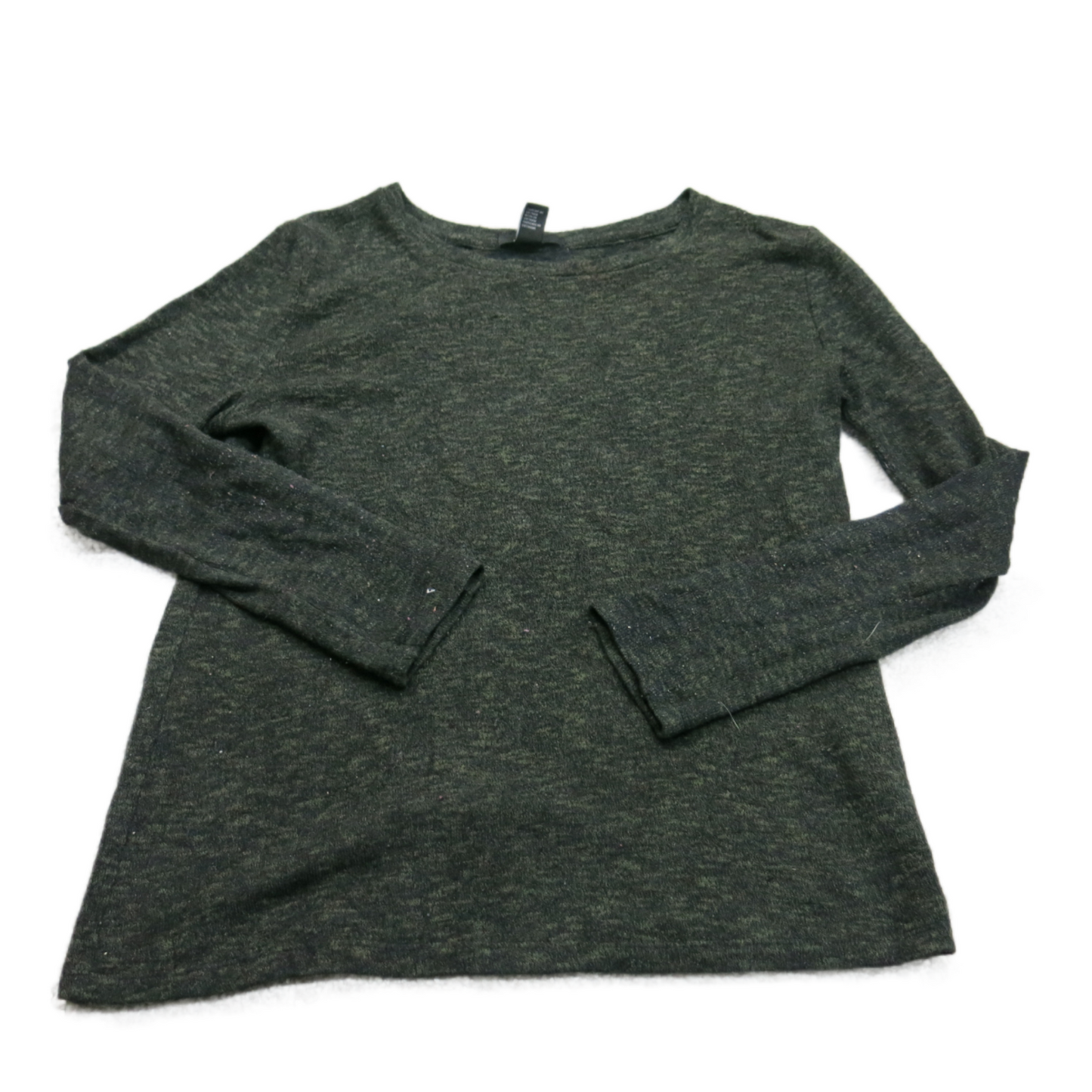 Forever 21 Womens Knitted Sweater Crew Neck Long Sleeves Dark Olive Green Size S