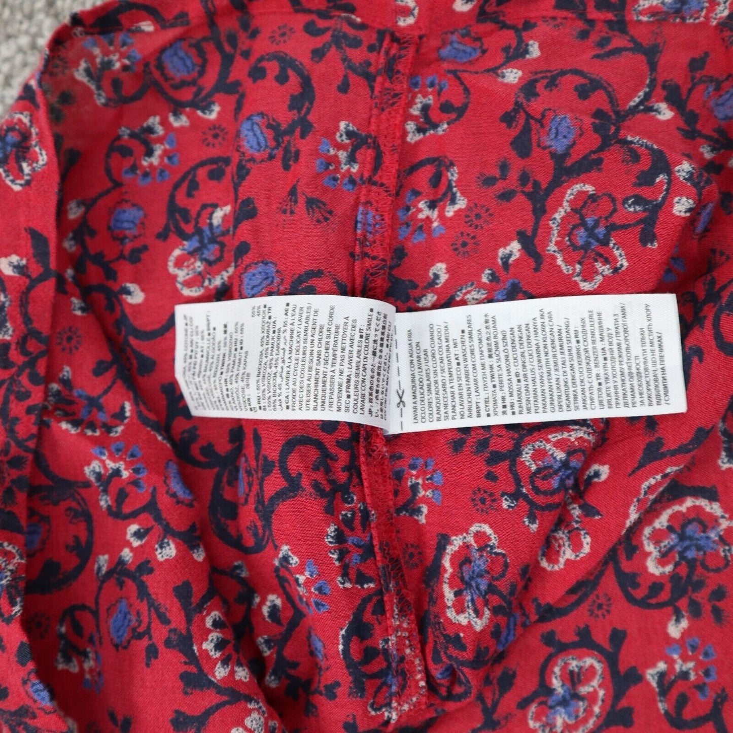 Gap Womens Floral Blouse Top Pullover Long Sleeves Crew Neck Red Size X Small