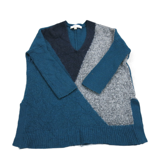 ANN Taylor Loft Womens Knitted Sweater Crew Neck Long Sleeve Colorblock Size XXS