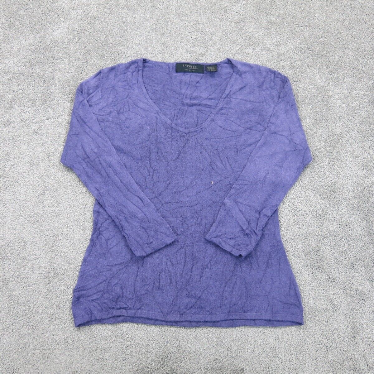 Express Womens Pullover Sweater Knitted V-Neck Long Sleeve Purple Size Medium