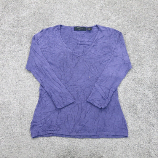 Express Womens Pullover Sweater Knitted V-Neck Long Sleeve Purple Size Medium