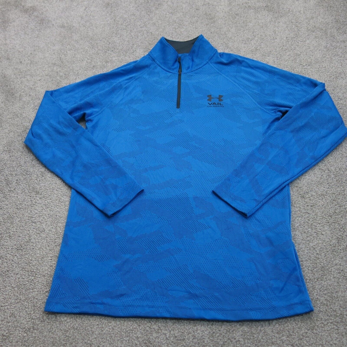 Under Armour Men 3/4 Zip Activewear Top Heatgear Long Sleeve Blue Size Small
