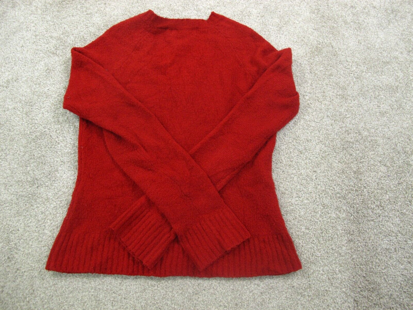 Express Womens Pullover Knitted Sweater Long Sleeves V Neck Red Size Small