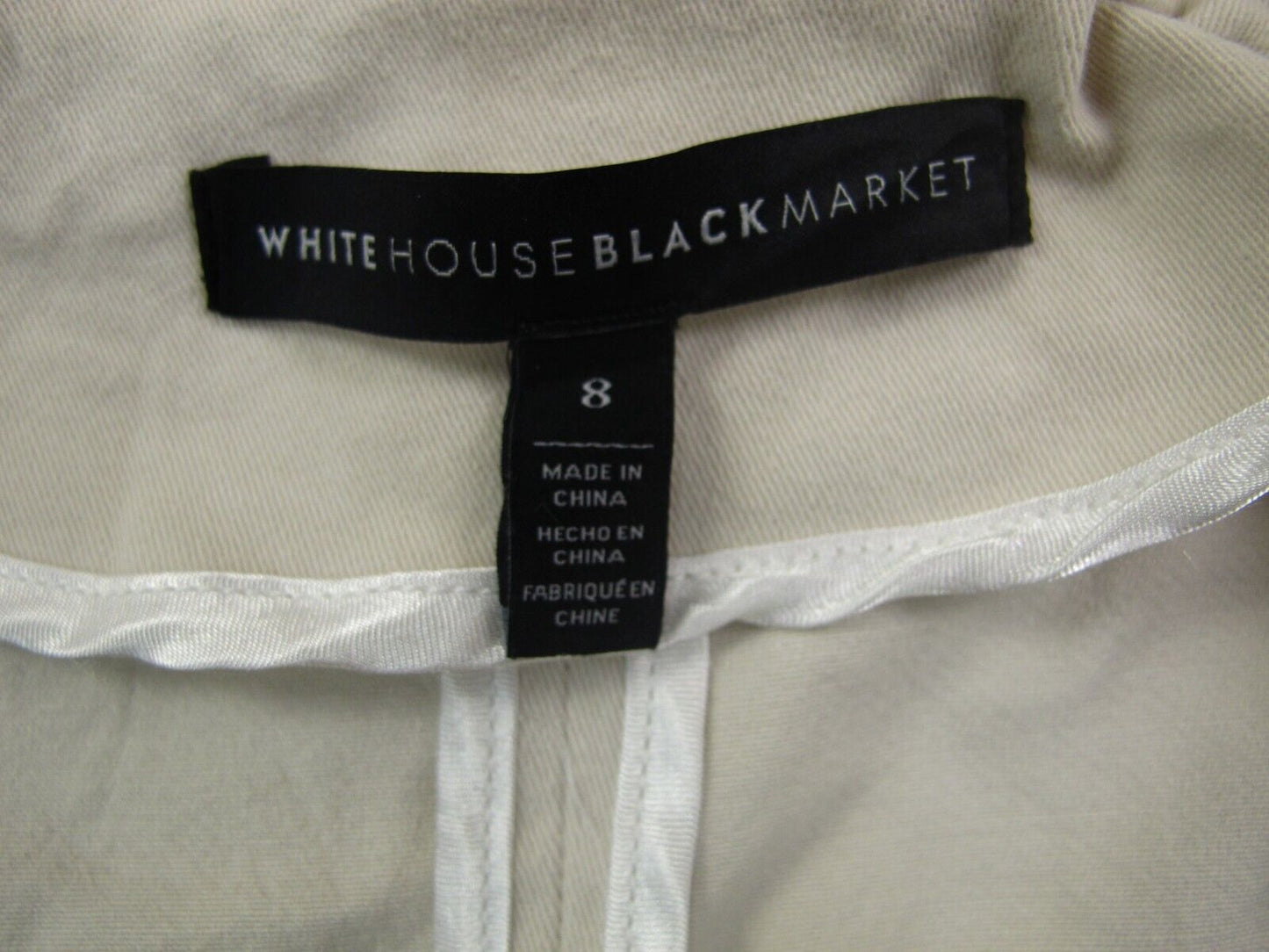 White House Black Market Womens Shirt Jacket Full Zip Up Pockets Ivory Size 8