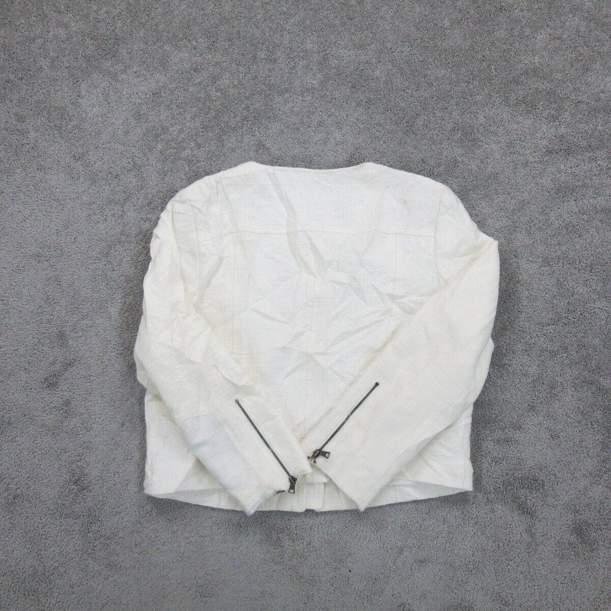 Banana Republic Women Full Zip Scrub Jackets Crew Neck Long Sleeve White Size 14