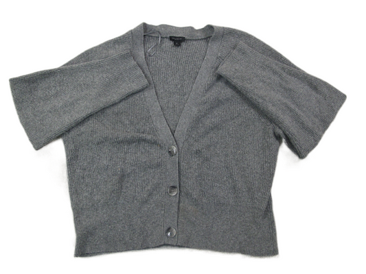 Ann Taylor Womens Cardigan Sweater Knitted Long Sleeves Deep V Neck Gray Size XL