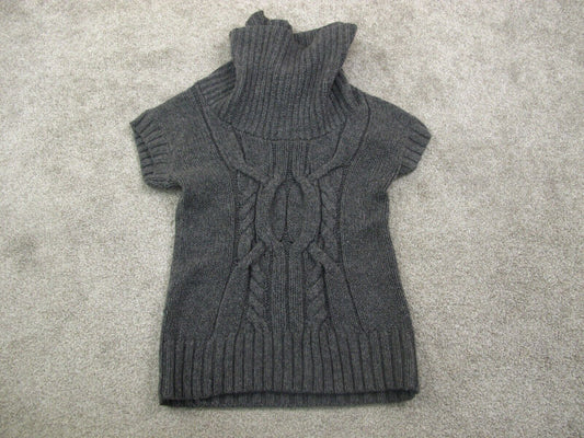 American Eagle Outfitter Womens Pullover Sweater Knitted Cap Sleeves Black SZ M