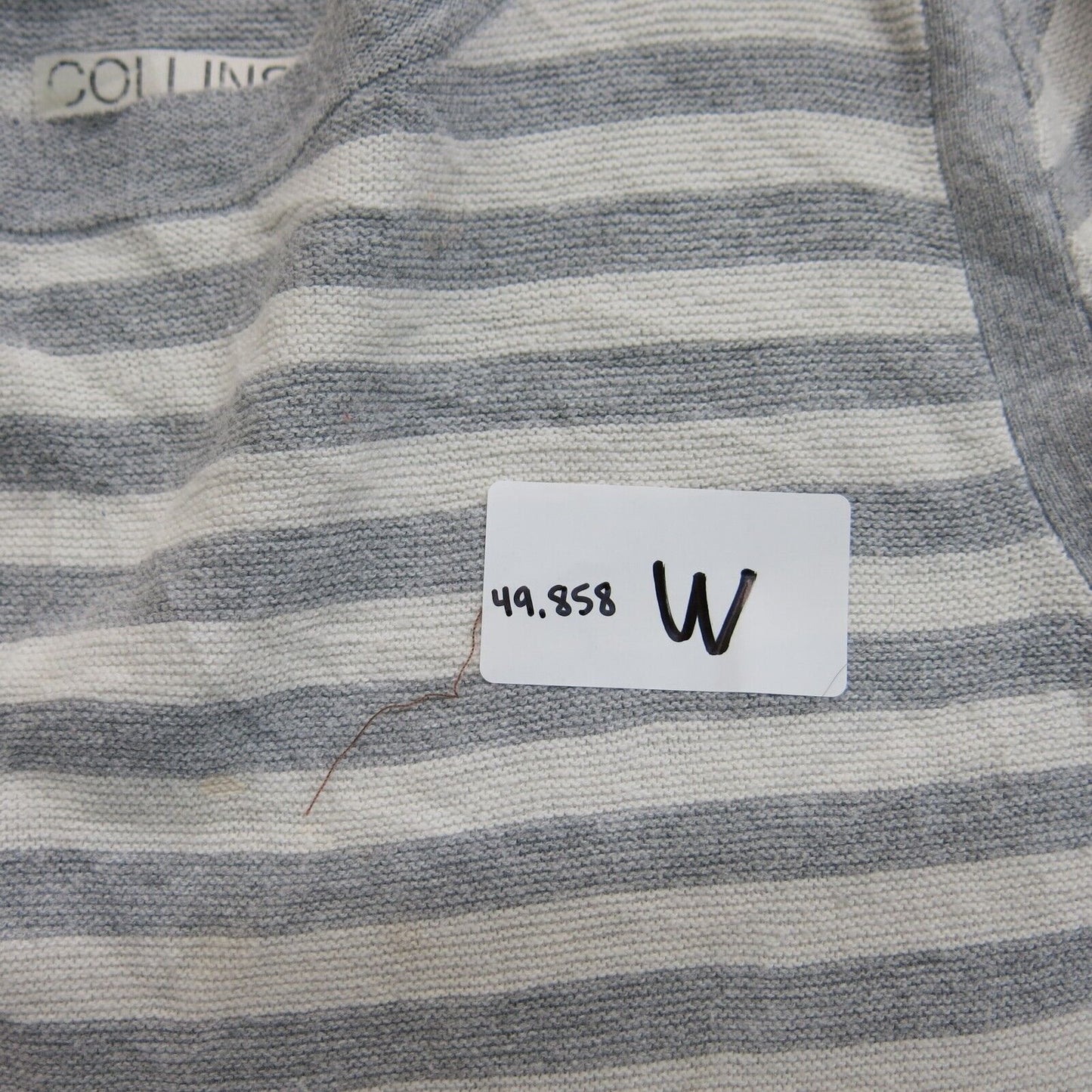 Talbots Womens Pullover Striped Sweater Long Sleeves Crew Neck Gray Ivory Sz Mp