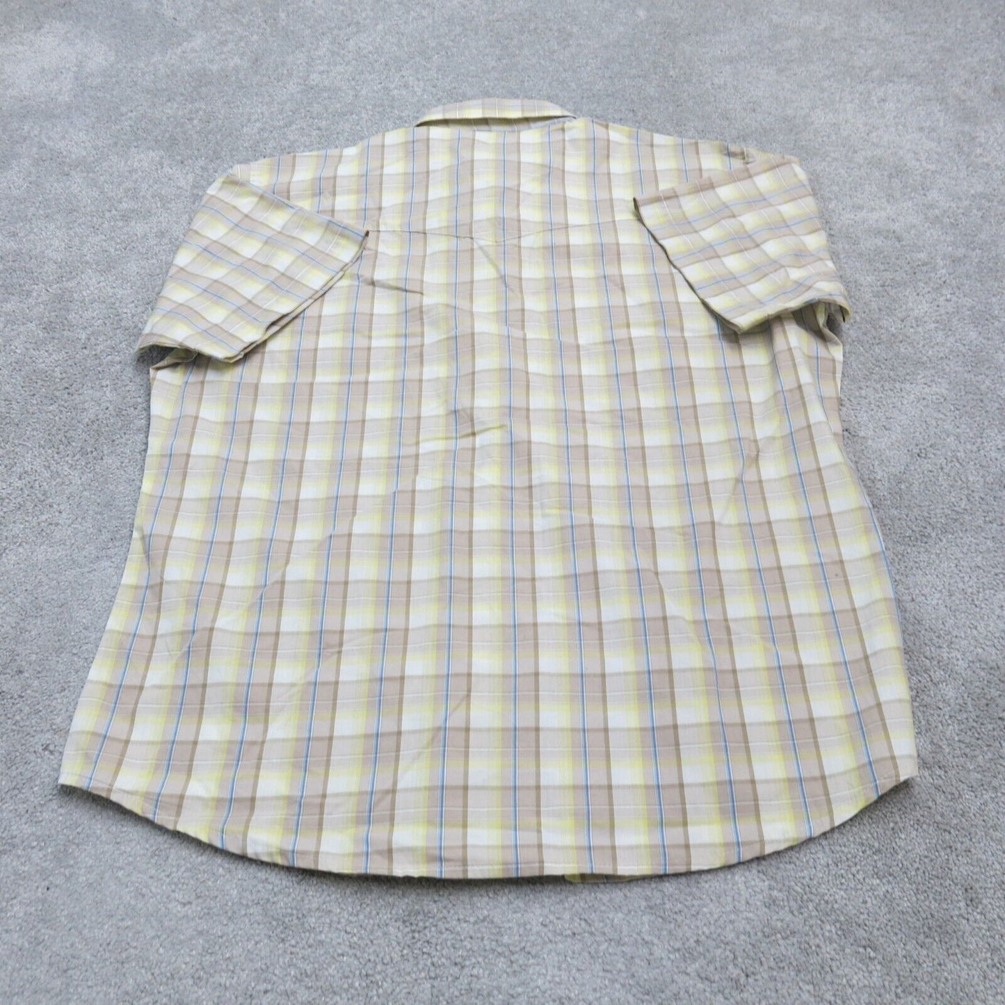 Wrangler Mens Snap Button Shirt Check 100% Cotton Beige Ivory Yellow SZ Large
