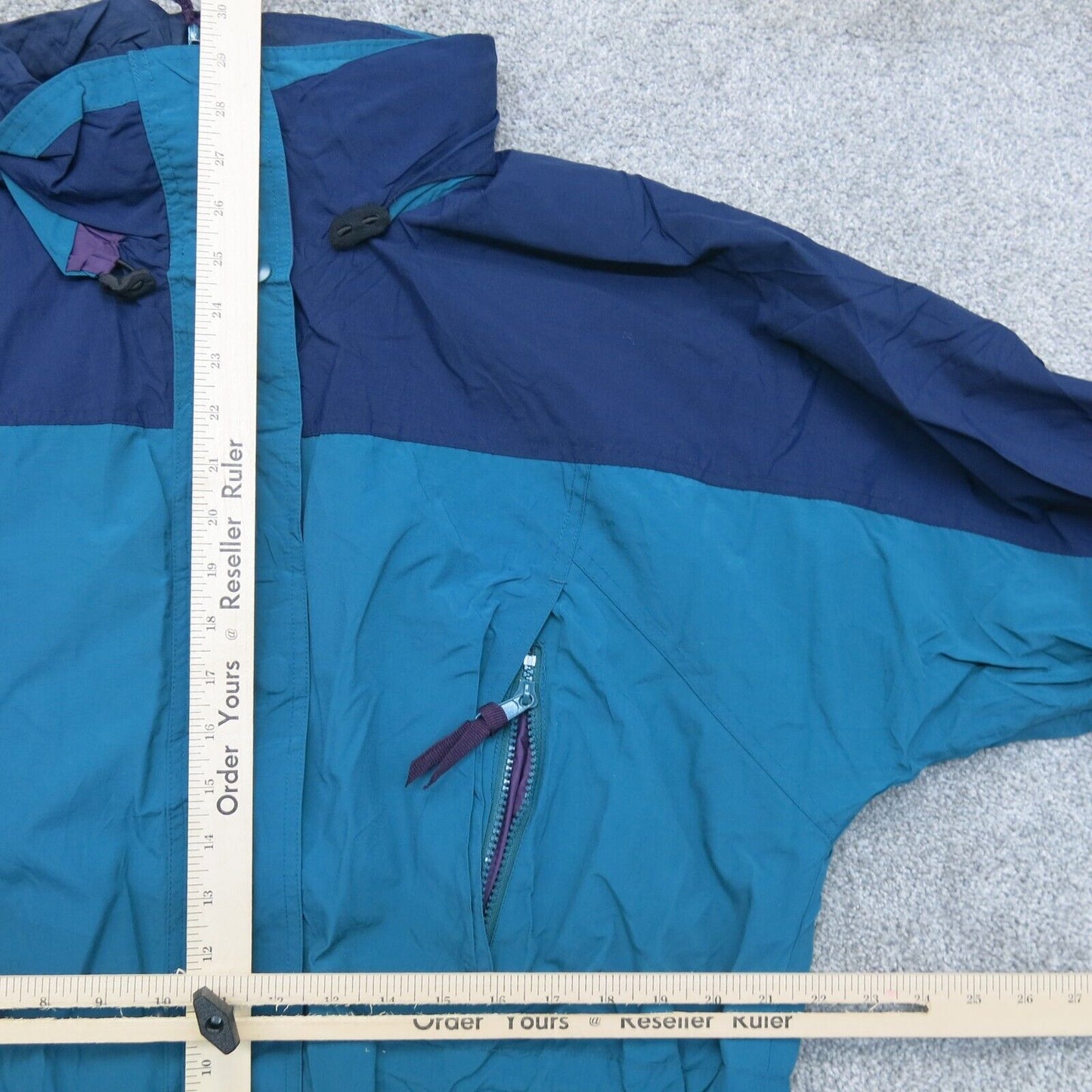 Lands End Mens Windbreaker Jacket Full Zip Long Sleeve Mock Neck Blue Size Large