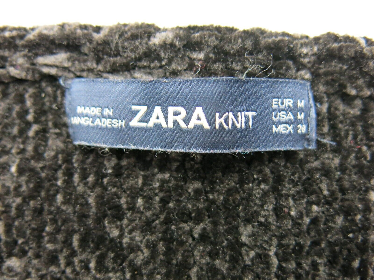 Zara Womens Pullover Knitted Sweater Crew Neck Long Sleeve Black Size Medium