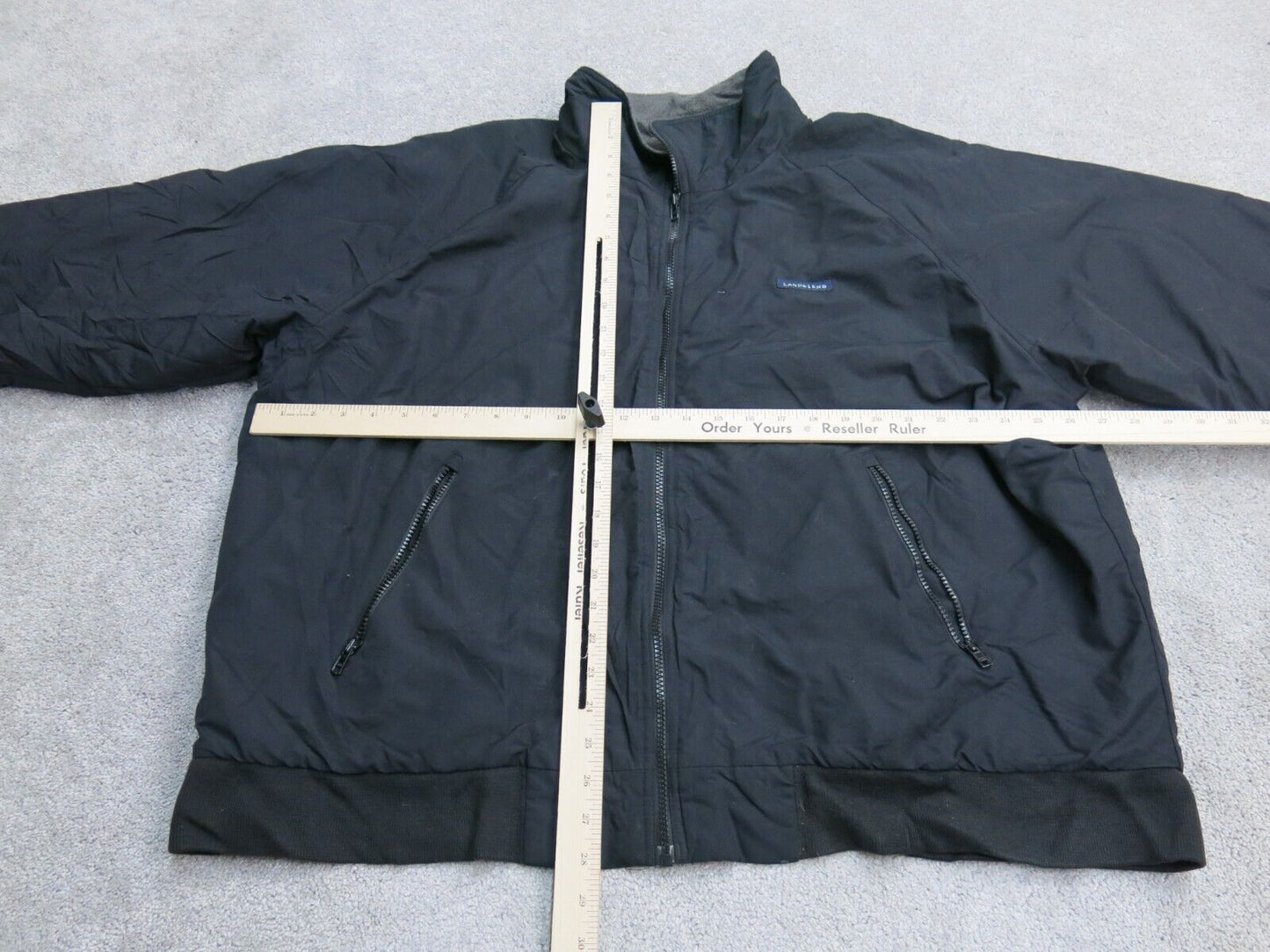 Lands End Mens Puffer Jacket Full Zip Up Long Sleeves Pockets Black Size ?