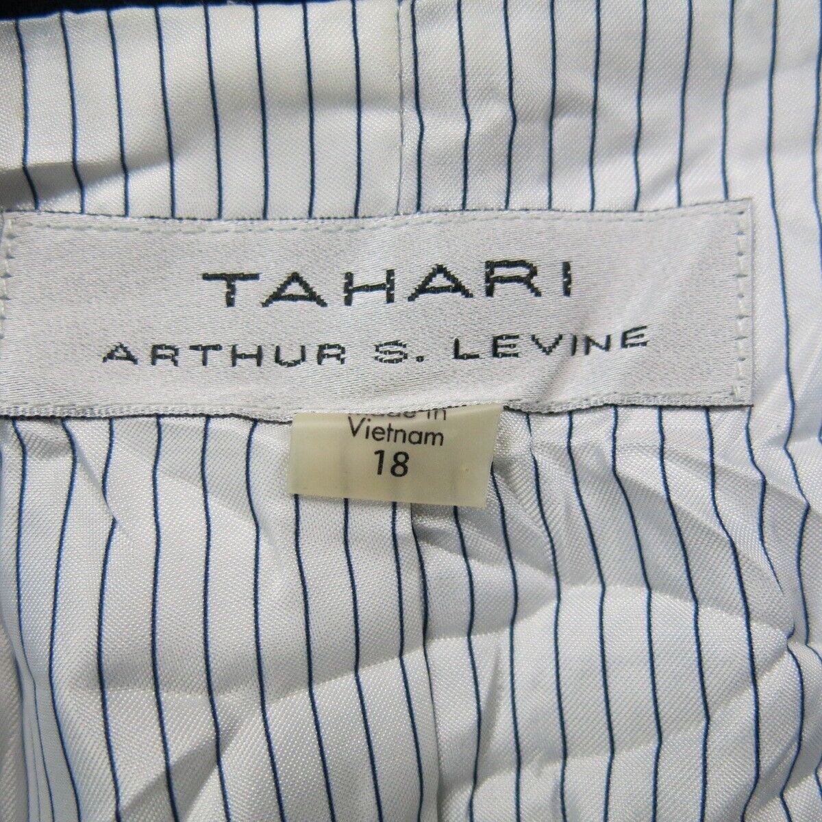 Tahari Womens Blazer Coat Single Breasted Long Sleeve Pockets Blue Size 18